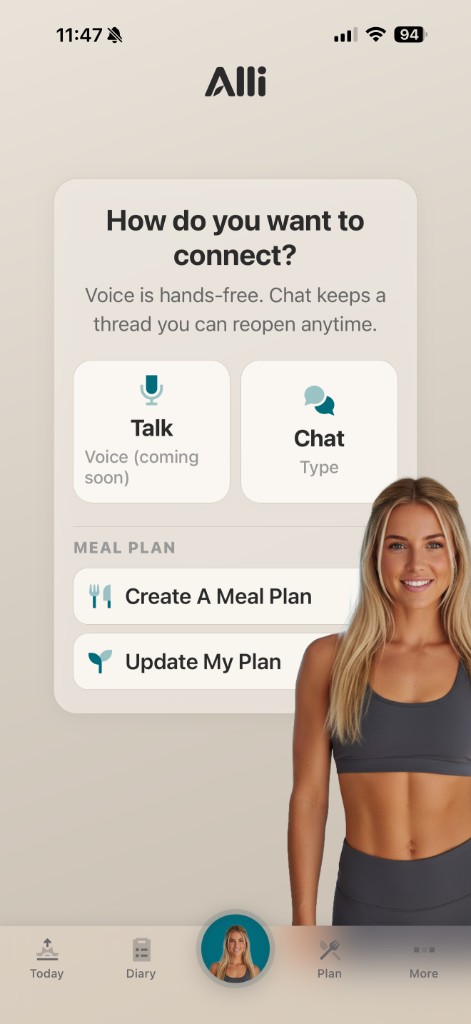 Alli Nutrition app: diary, hydration, and daily nutrition progress
